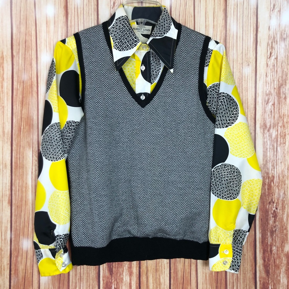 Vintage Handmade Diy Sweater Vest Blouse (L)